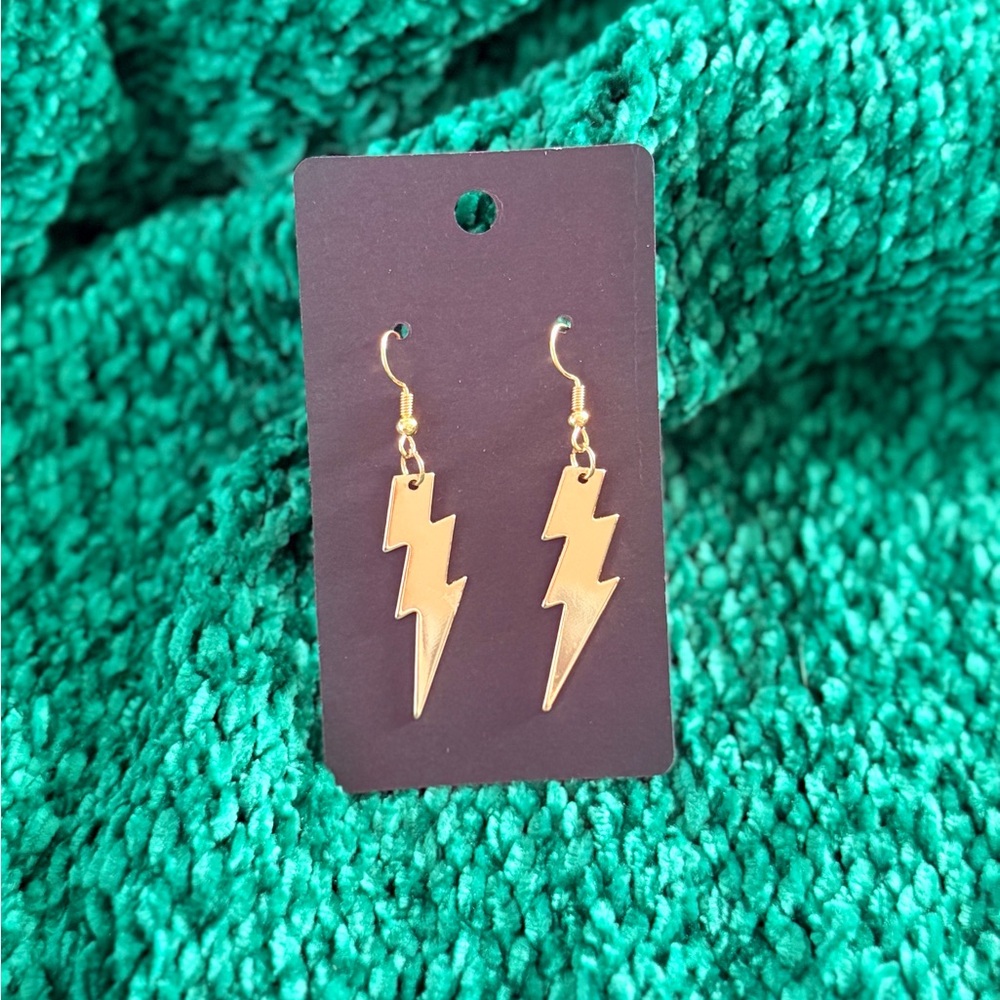 Gold Lightning Bolt Earrings